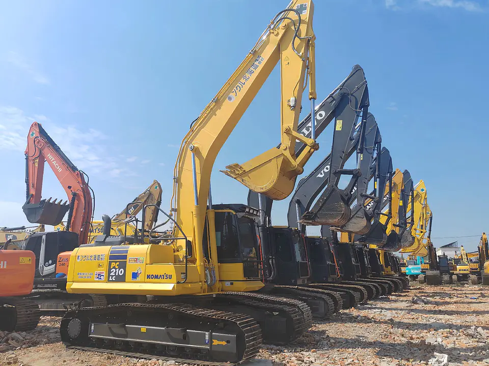 Excavators lined up for equipment viewing
