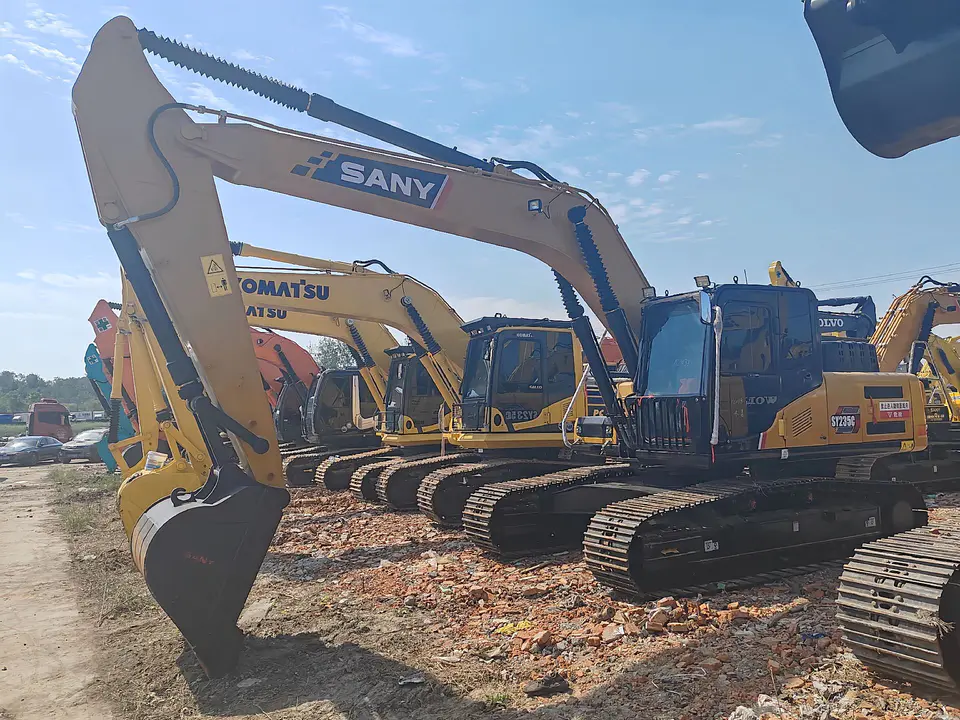 Excavators with different attachments and configurations