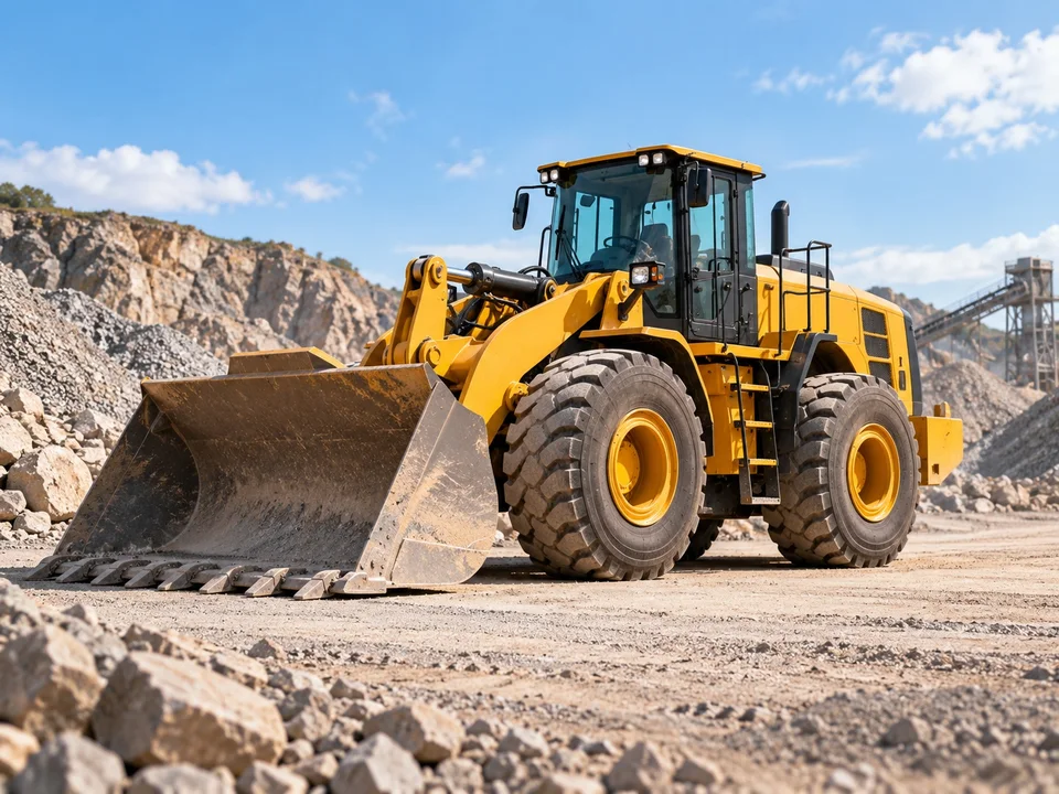 Illustrative wheel loader working at a construction site