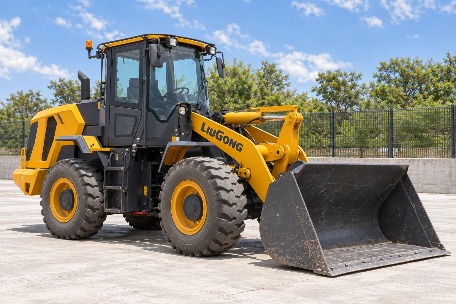 Illustrative front right view of LiuGong 835H wheel loader; not a photograph of a specific machine.