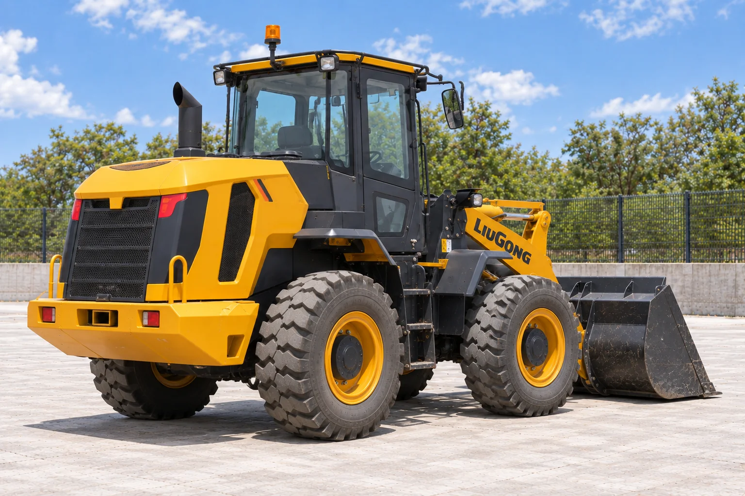 Illustrative rear right view of LiuGong 835H wheel loader; not a photograph of a specific machine.