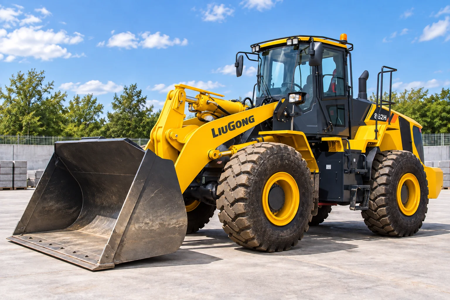 Illustrative front left view of LiuGong 862H wheel loader; not a photograph of a specific machine.