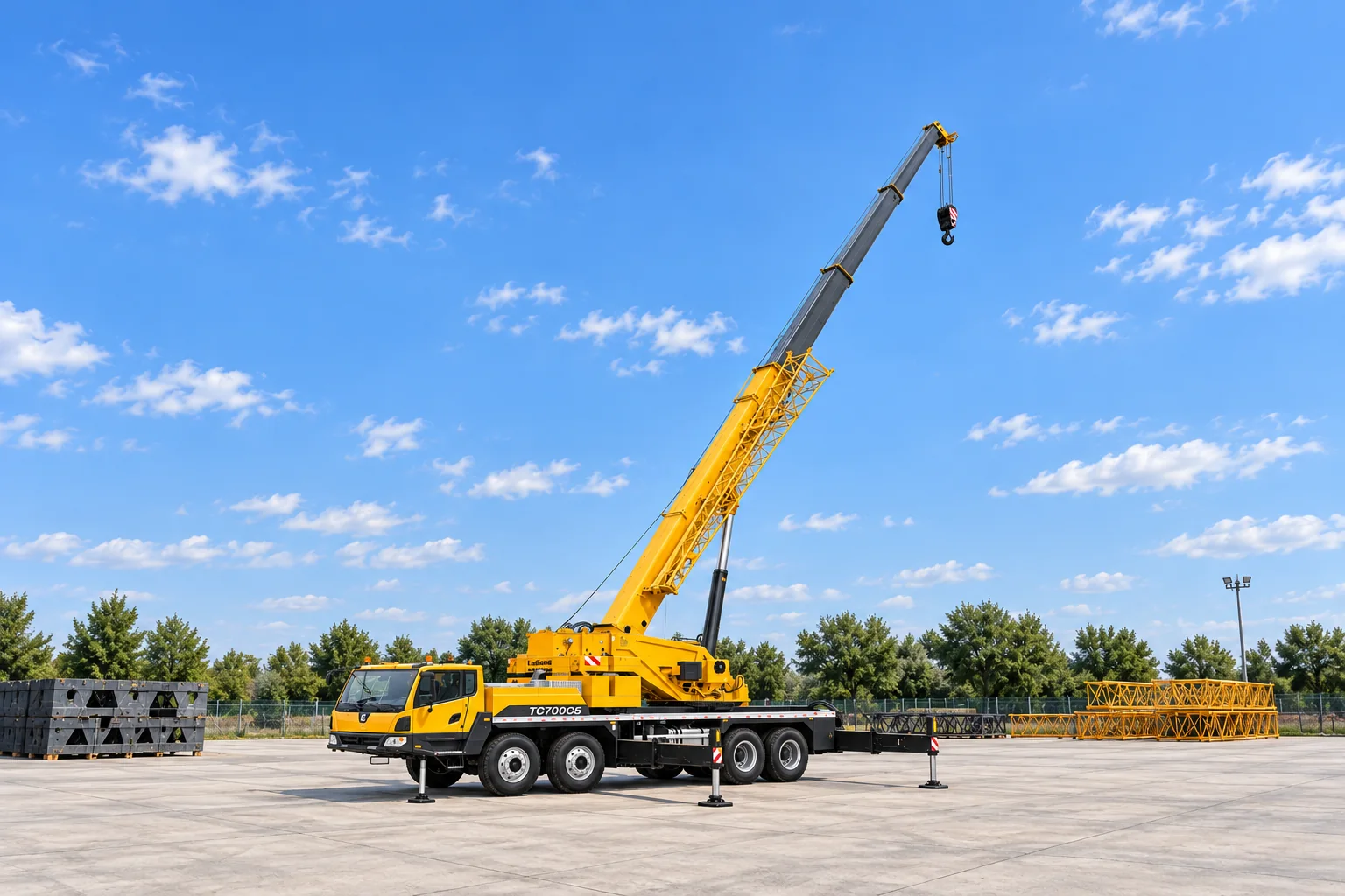 Illustrative exterior view 1 of a LiuGong TC700C5 mobile crane; not a photograph of a specific machine.