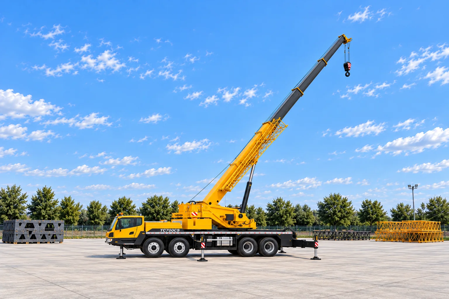 Illustrative exterior view 2 of a LiuGong TC700C5 mobile crane; not a photograph of a specific machine.