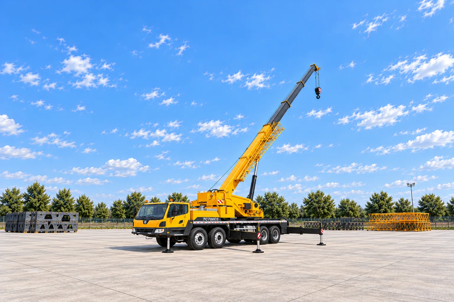 Illustrative exterior view 3 of a LiuGong TC700C5 mobile crane; not a photograph of a specific machine.