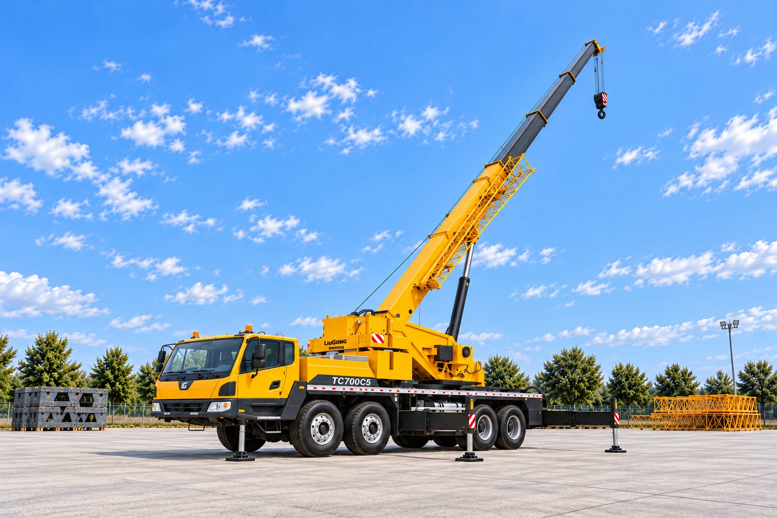Illustrative exterior view 4 of a LiuGong TC700C5 mobile crane; not a photograph of a specific machine.