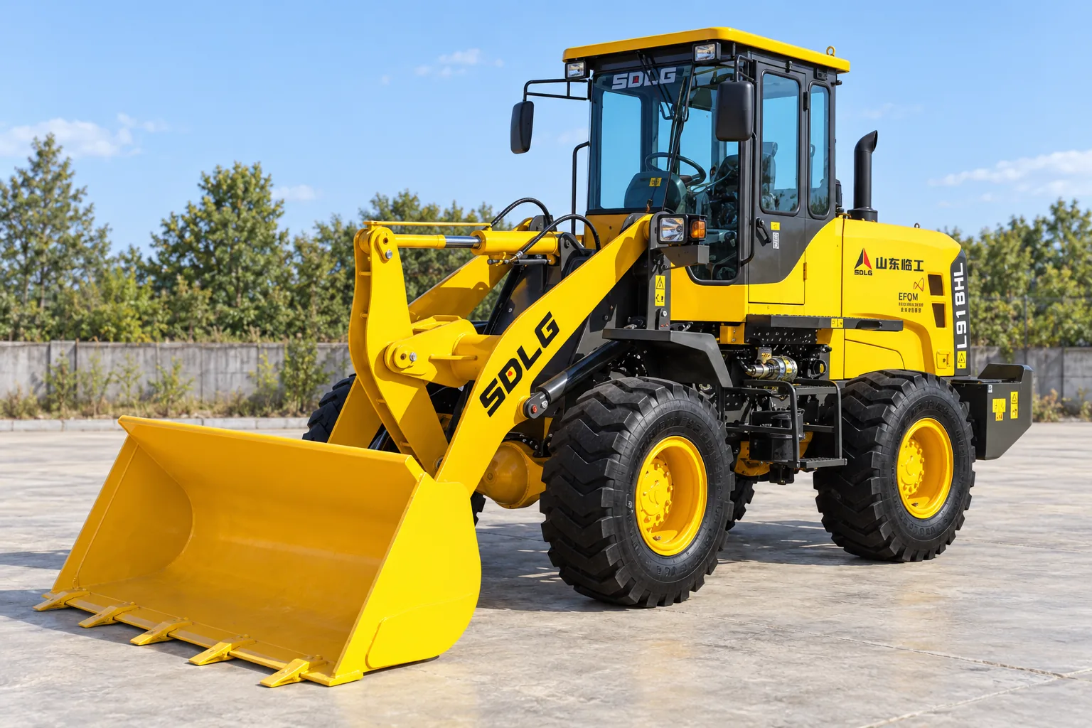 Illustrative front-left exterior view of an SDLG L918HL wheel loader; not a photograph of a specific machine.