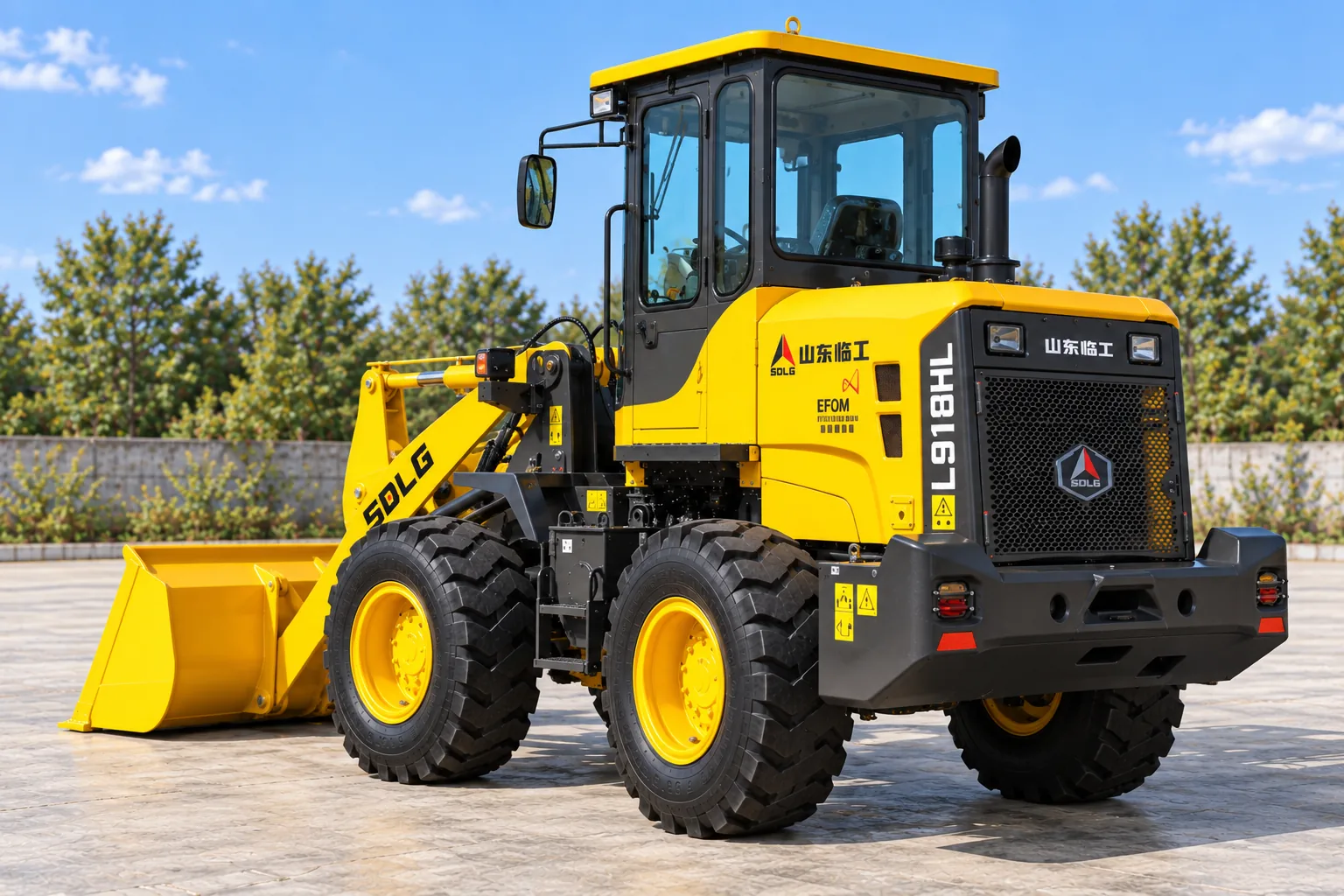 Illustrative rear-right exterior view of an SDLG L918HL wheel loader; not a photograph of a specific machine.