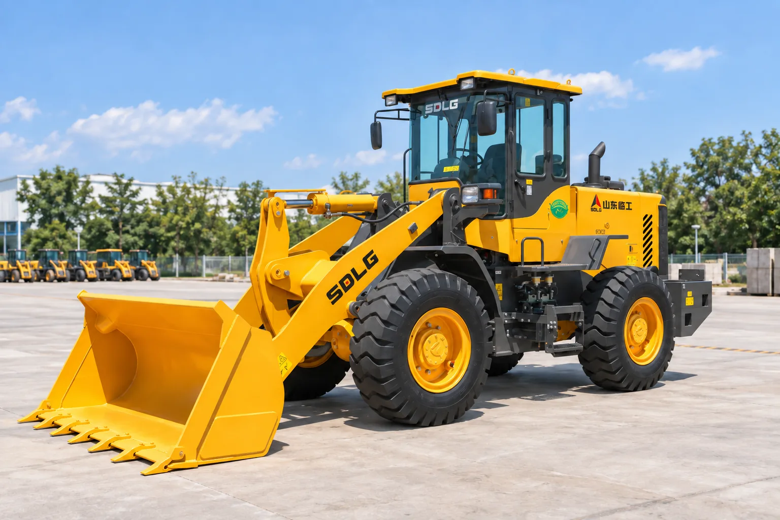 Illustrative front-left exterior view of an SDLG L933H wheel loader; not a photograph of a specific machine.