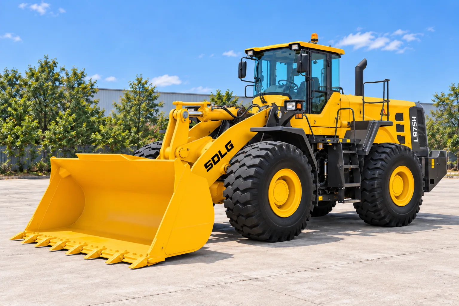 Illustrative front-left exterior view of an SDLG L975H wheel loader; not a photograph of a specific machine.