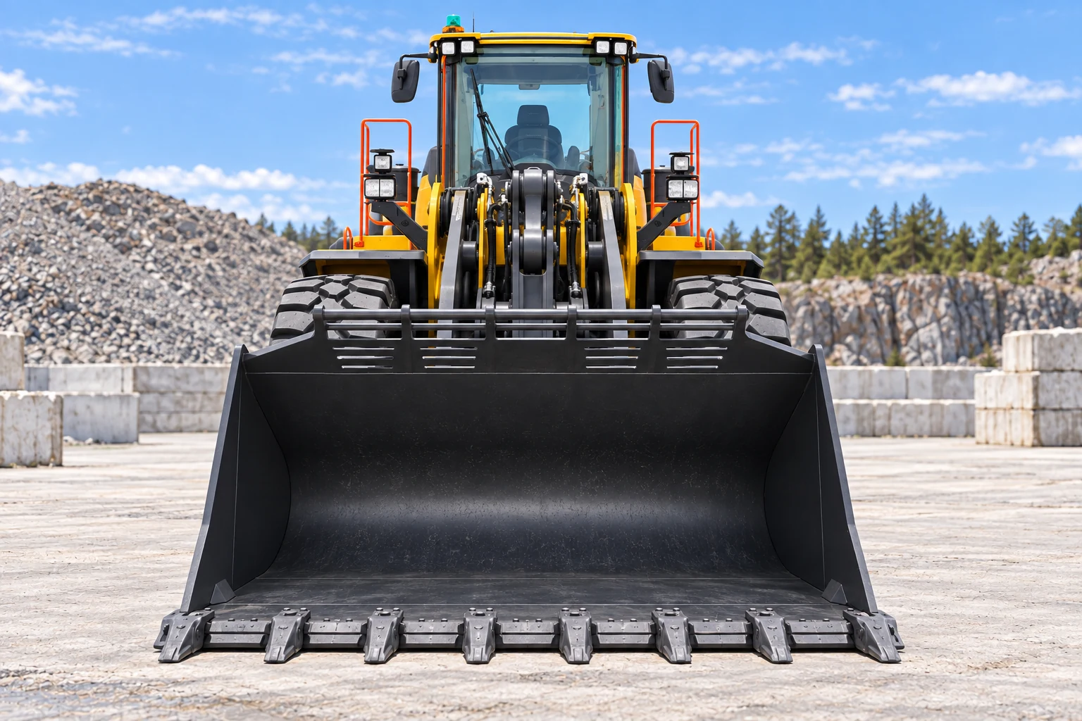 Illustrative exterior front head on view of Volvo L260 wheel loader; not a photograph of a specific machine.