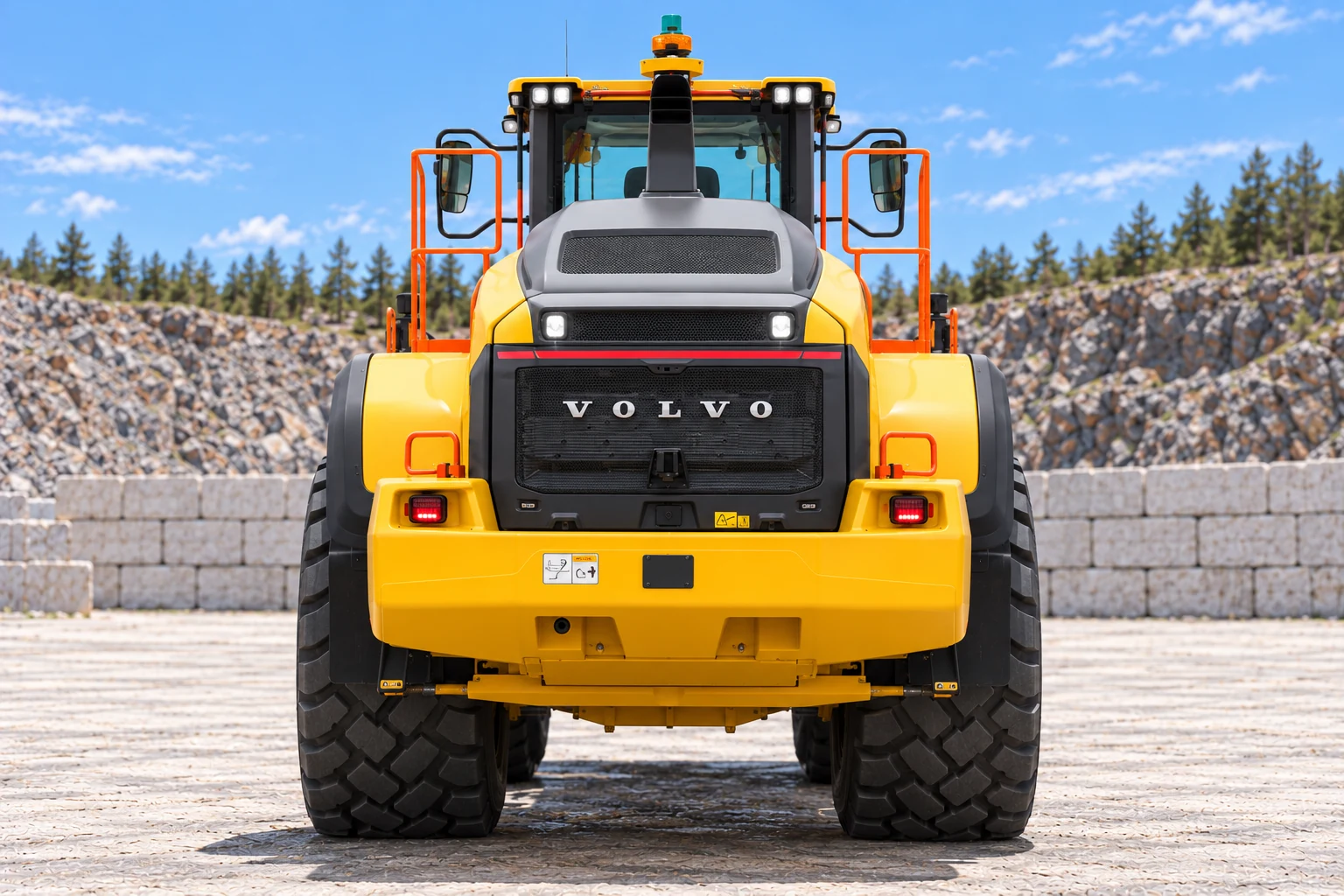 Illustrative exterior rear head on view of Volvo L260 wheel loader; not a photograph of a specific machine.