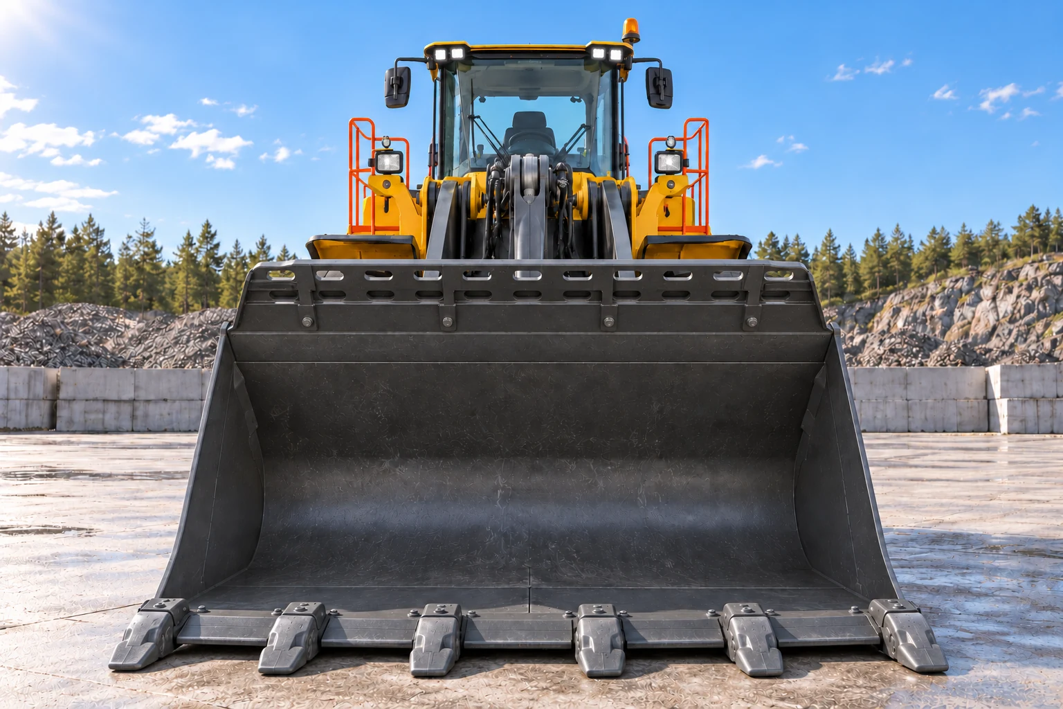 Illustrative exterior front head on view of Volvo L350H wheel loader; not a photograph of a specific machine.