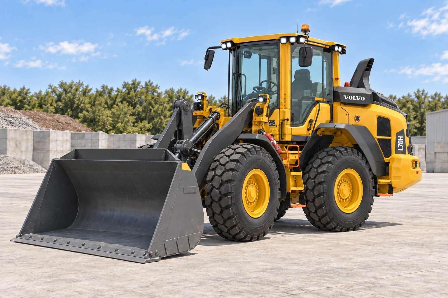 Illustrative Volvo L70H wheel loader; not a photograph of a specific machine