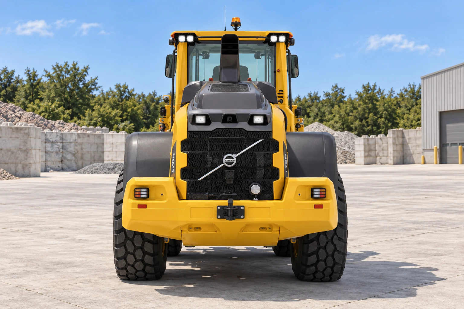 Illustrative exterior rear-head-on view of Volvo L70H wheel loader; not a photograph of a specific machine.